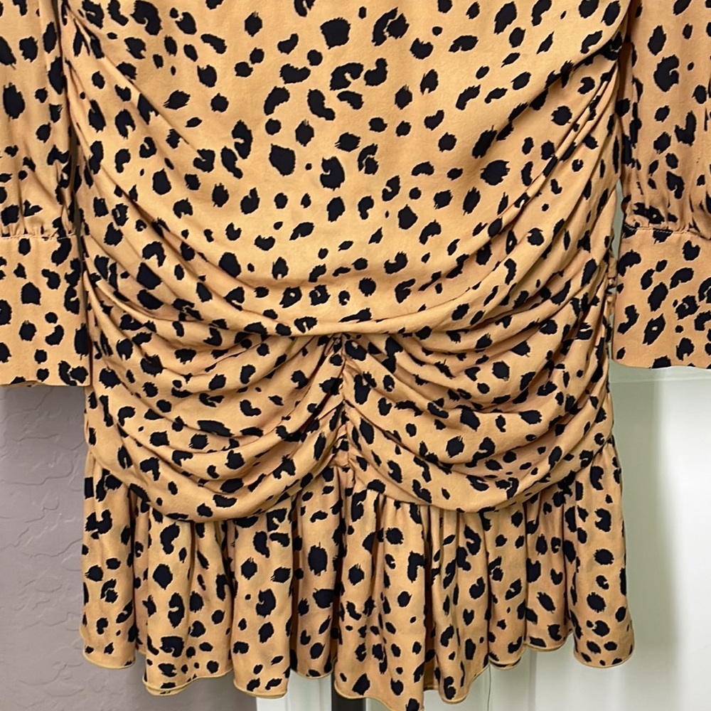Nicholas Ruched Leopard Print Long Sleeve Silk Cr… - image 5